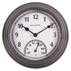 AcuRite Clock/Thermometer Metal/Plastic Silver 8 in.