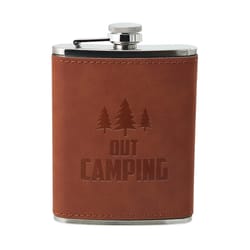 Pavilion Man Out Brown/Silver Stainless Steel/PU Leather Flask