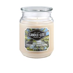 Candle-Lite Everyday Beige Island Coconut Mahogany Scent Candle Jar 18 oz