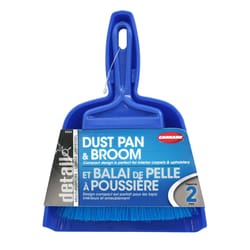 CleanAide Snap On Dust Pan & Broom Kit, Blue & White, 2 Pieces