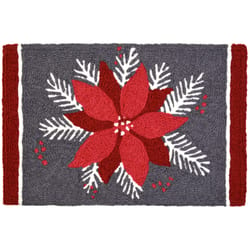 Jellybean 20 W X 30 in. L Multi-color Poinsettia on Gray Polyester Accent Rug