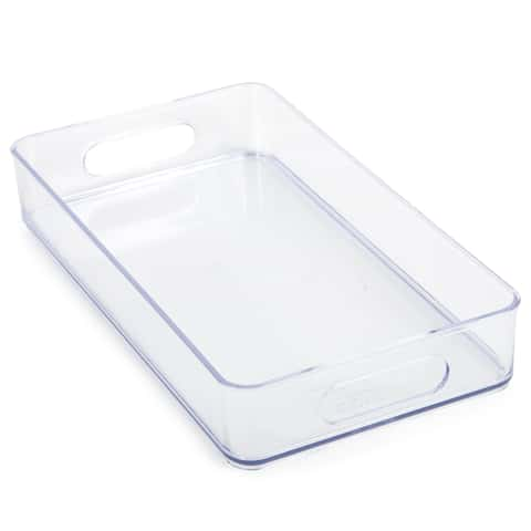 Large Clear Plastic Fridge Bin, 8 x 14.5 x 4