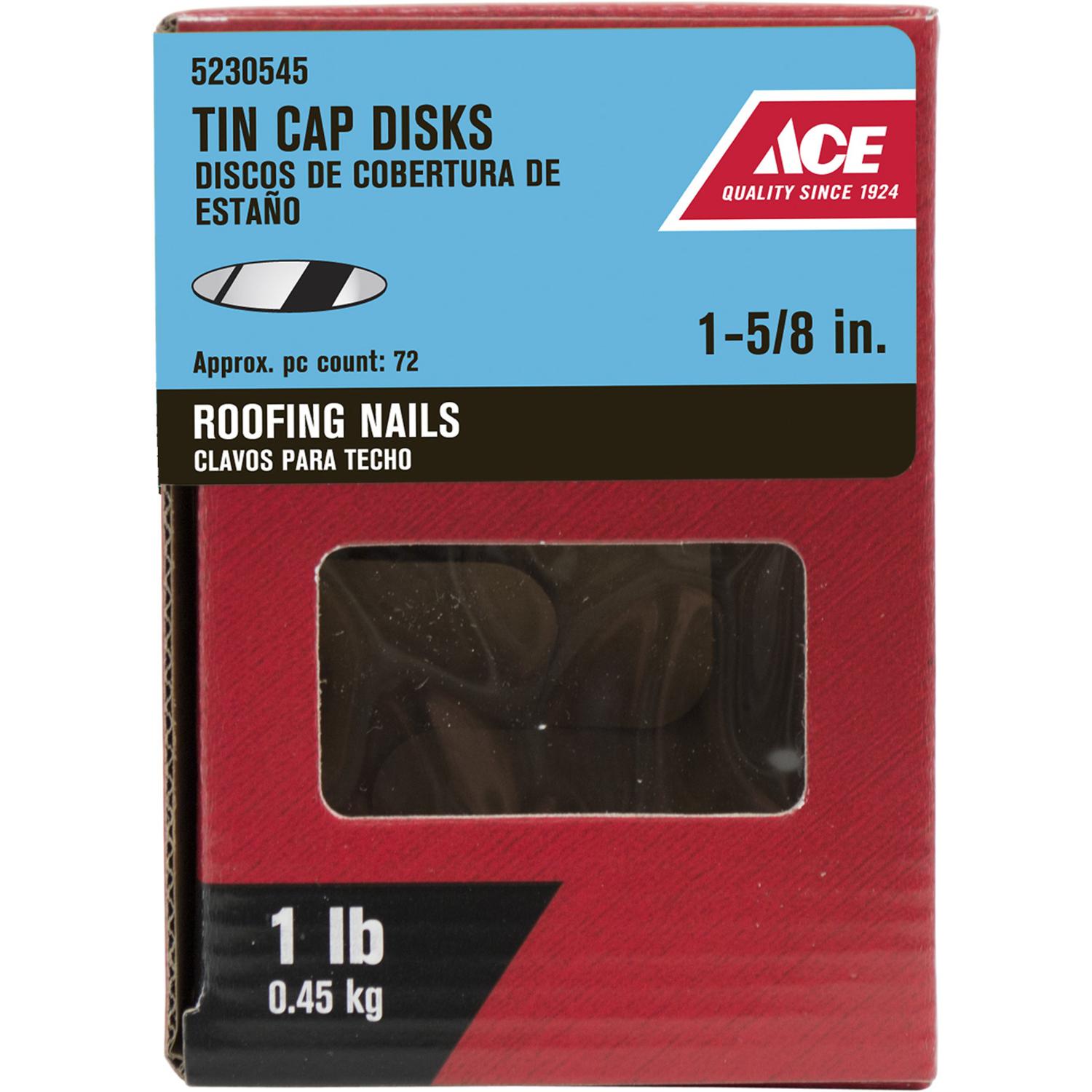 Ace 1-1/4 in. Cap Galvanized Plastic/Steel Nail Cap Flat Head Ace 1-1/4 in. Cap Galvanized Plastic/Steel Nail Cap Flat Head