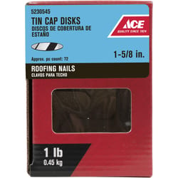 Ace 1-5/8 in. Roofing Plastic/Steel Tin Cap Disks Flat Head 1 lb