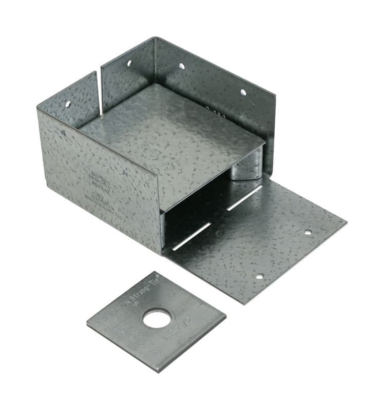 simpson strong-tie zmax 2.25 in. h x 3.56 in. w 16 ga. galvanized steel post base