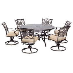 Hanover Traditions 7 pc Bronze Aluminum Traditional Dining Set Tan