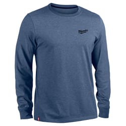 Milwaukee XL Long Sleeve Men's Round Neck Blue Hybrid Work Tee Shirt