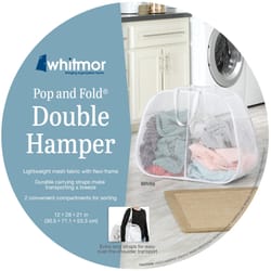 Whitmor Pop N' Fold White Duramesh Nylon Hamper