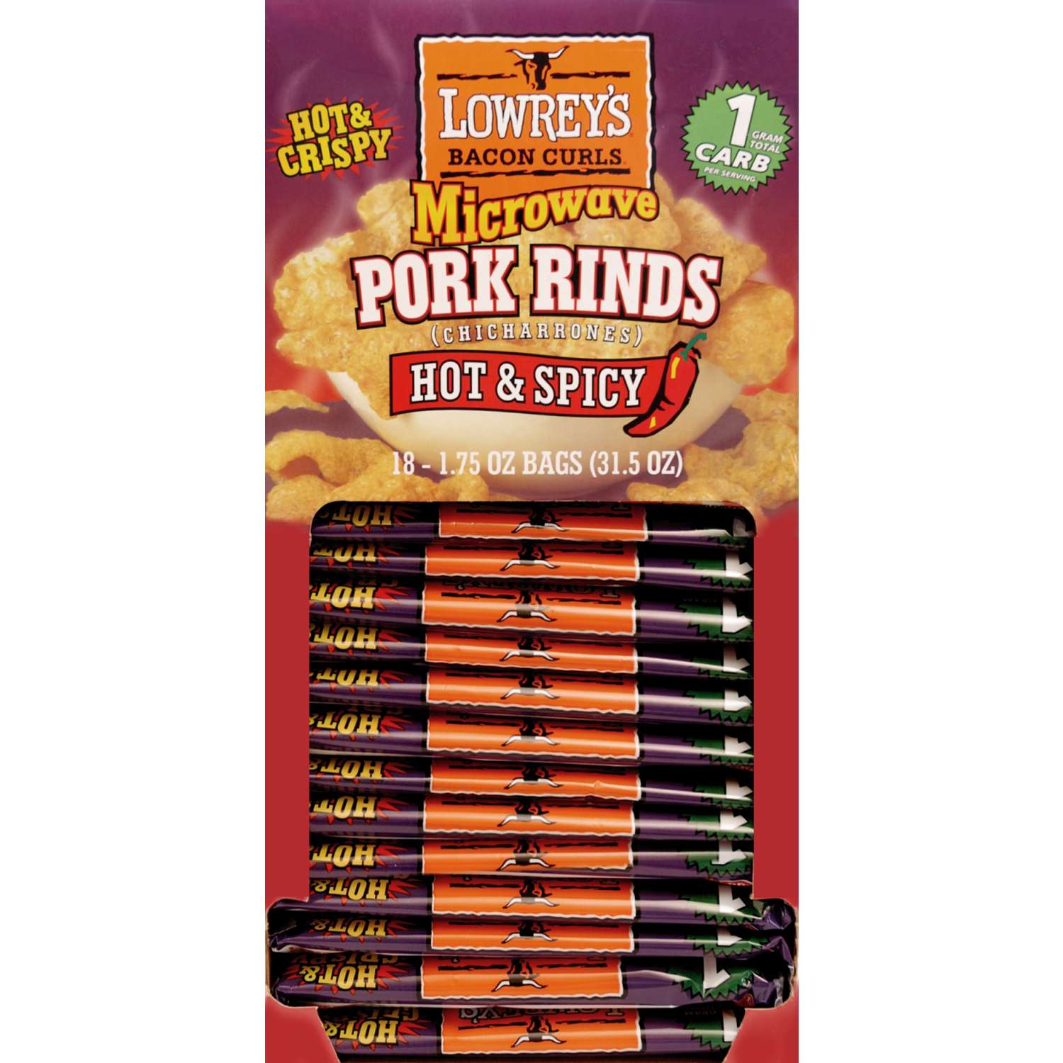 Lowrey's Hot and Spicy Microwave Pork Rinds 1.75 oz Packet Ace Hardware