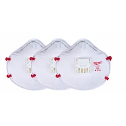 Milwaukee N95 Multi-Purpose Respirator Mask Valved White One Size Fits All 3 pk
