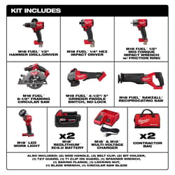 Milwaukee M18 FUEL Cordless Brushless 7 Tool Combo Kit