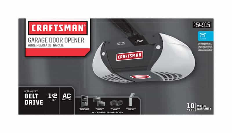 Craftsman 1 2 Hp Belt Drive Wifi Compatible Garage Door Opener