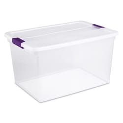 Sterilite 66 qt Clear Latch Storage Box 13.25 in. H X 16.375 in. W X 23.625 in. D Stackable