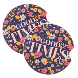 Karma Navy Floral Car Coaster 2 pk