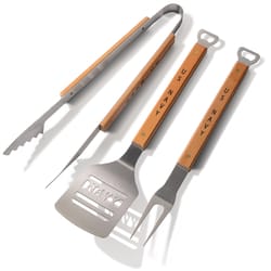 Sportula Military Stainless Steel Brown/Silver Grill Tool Set 3 pc