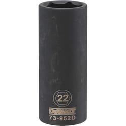 DeWalt 22 mm X 1/2 in. drive Metric 6 Point Deep Impact Socket 1 pc