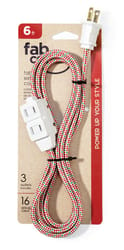 Fabcordz Indoor 6 ft. L Green/Red/White Extension Cord 16/2 SPT-2