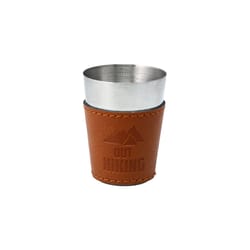 Pavilion Man Out 2 oz Brown/Silver Leather/Stainless Steel Shot Glass