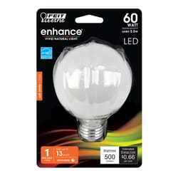 Feit Enhance G25 E26 (Medium) LED Bulb Soft White 60 Watt Equivalence 1 pk