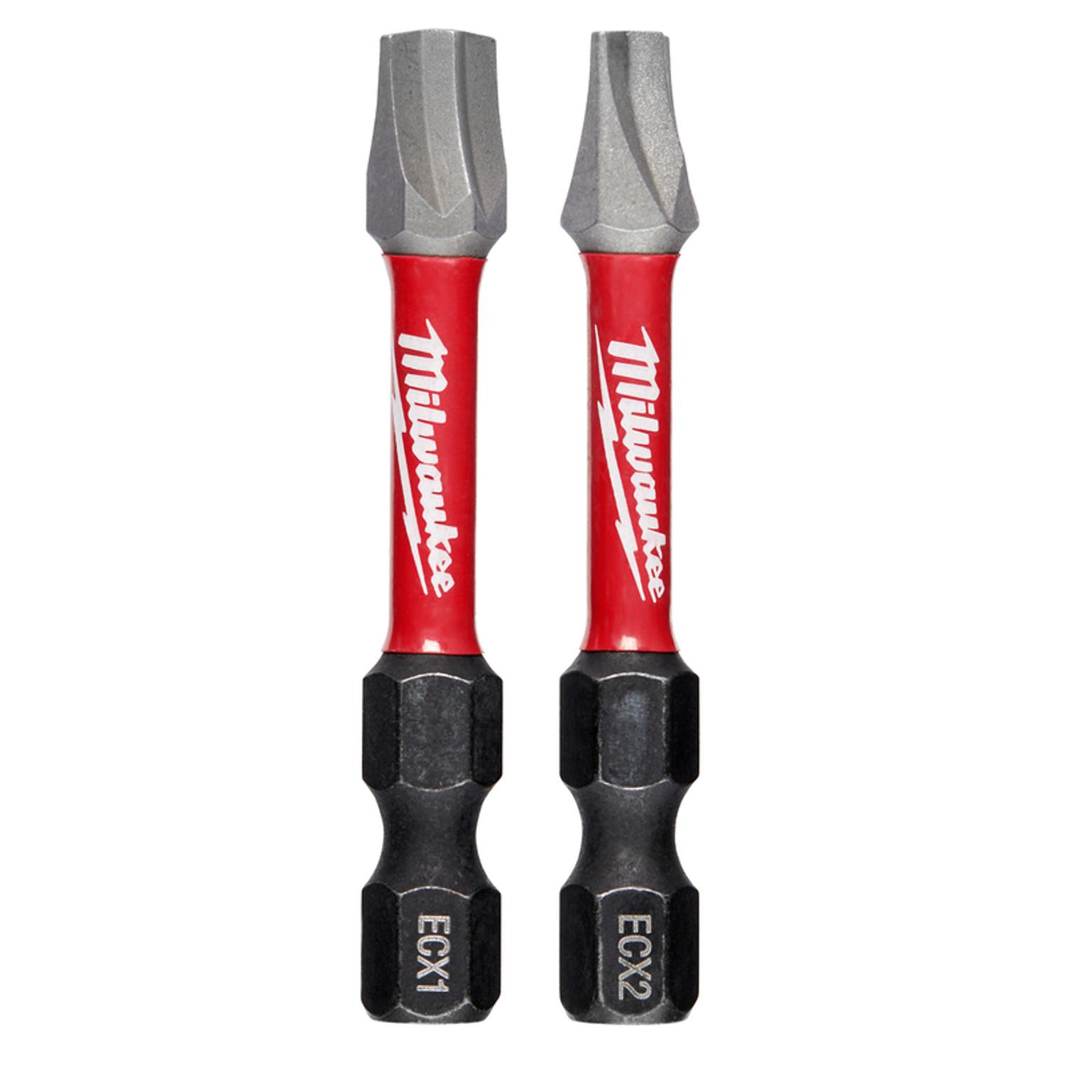 Photos - Drill Bit Milwaukee Shockwave ECX 1 and 2 X 2 in. L Impact Power Bit Set Steel 2 pc 