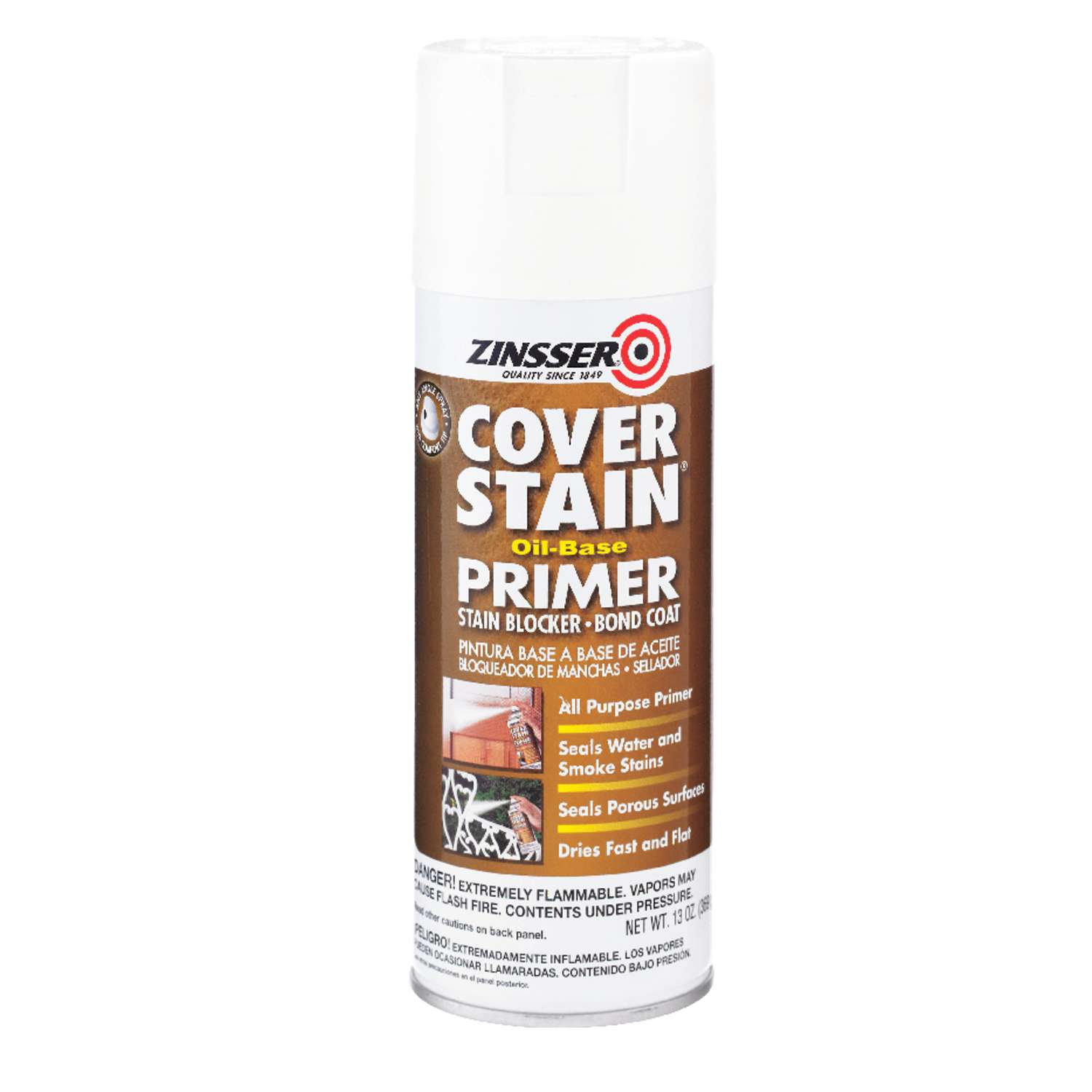 Zinsser Cover Stain White Flat OilBased Alkyd Primer/Sealer Spray 13