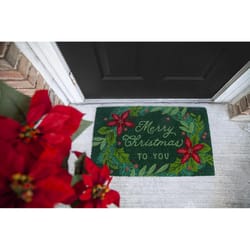 Entryways 17 in. W X 28 in. L Green Christmas Wreath Coir Door Mat