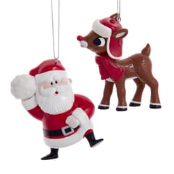 Kurt S. Adler Rudolph and Santa Ornaments 3 in.