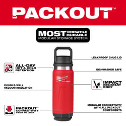 Milwaukee Packout 24 oz Red BPA Free Bottle with Chug Cap