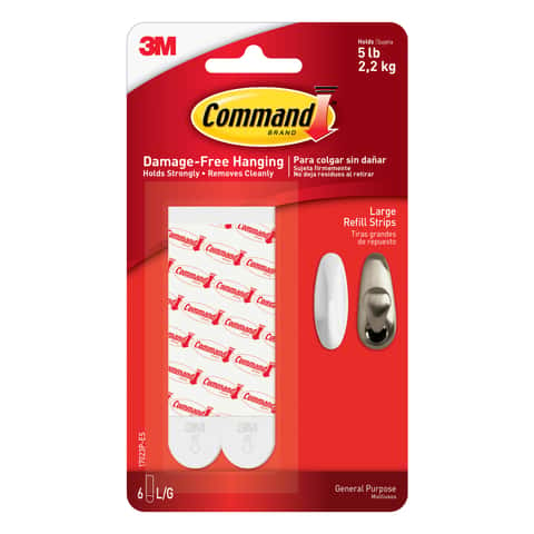 3M Command Ceiling Hooks Adhesive 3 Plastic Hooks 4 Foam Strips White, 12  Pack