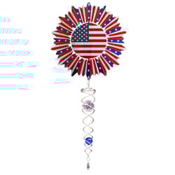 Spinfinity Designs Multi-color Stainless Steel 6.5 in. Spiral US Flag Mini Set Outdoor Spinner