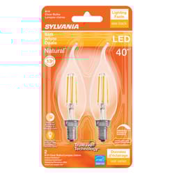 Sylvania Natural B10 E12 (Candelabra) LED Bulb Soft White 40 W 2 pk