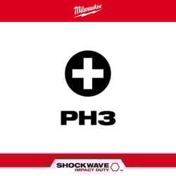 Milwaukee Shockwave Phillips #3 X 2 in. L Screwdriver Bit Steel 1 pc