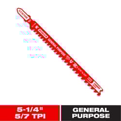 Diablo 5-1/4 in. Carbide T-Shank General Purpose Jig Saw Blade 5/7 TPI 1 pk