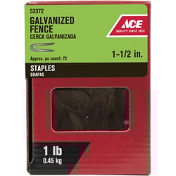 Ace 0.25 in. W X 1 in. L Galvanized Steel Fence Staples 1 lb Ace 0.25 in. W X 1 in. L Galvanized Steel Fence Staples 1 lb