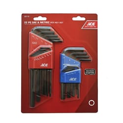 Ace Metric and SAE Hex L-Key Set 22 pc