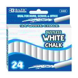 Bazic Products Dustless Nontoxic White Chalk 24 pk