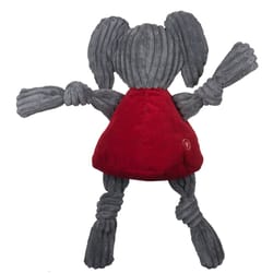 HuggleHounds Knottie Red/Gray Plush Squeaky Dog Toy Small 1 pk