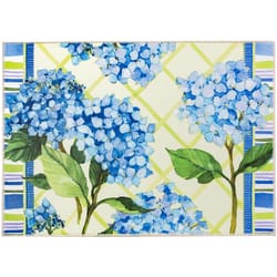 Olivia's Home 22 in. W X 32 in. L Blue Hydrangeas Polyester Accent Rug