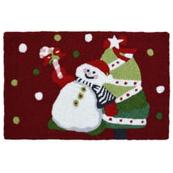 Jellybean 20 W X 30 in. L Multi-color Joyful Snowman Polyester Accent Rug