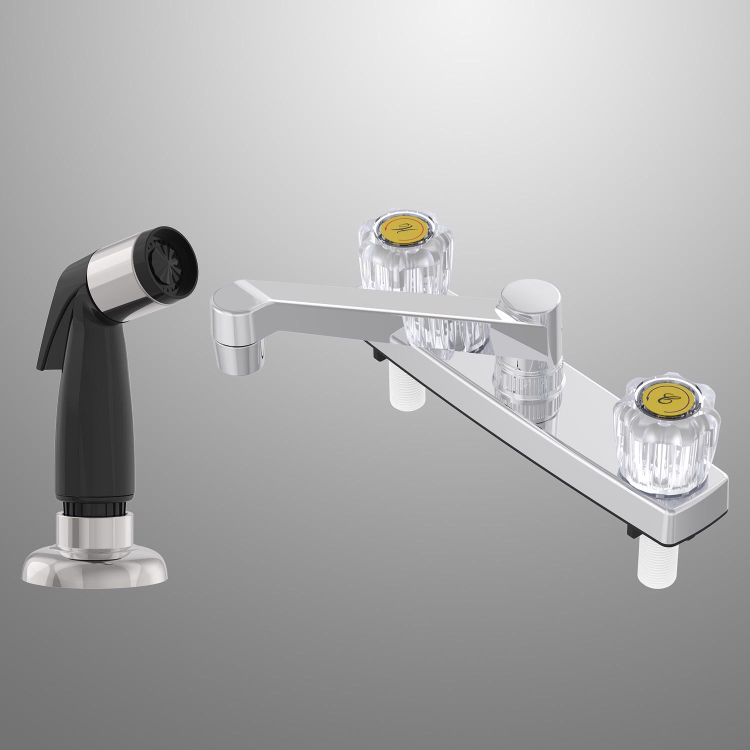 Home Plus Two Handle Chrome Kitchen Faucet Side Sprayer Included