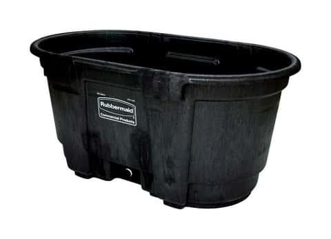 Rubbermaid Commercial Products Stock Tank, 150-Gallons, Structural Foam,  Heavy Duty Black Container for use with Animal/Cattle Feed and Water,  Outdoor