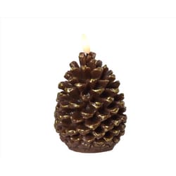 Lumineo LED Brown Pinecone Candle 6 in.