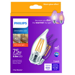 Philips BA11 E26 (Medium) LED Bulb Soft White 75 W 3 pk