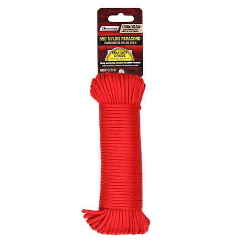 550 Paracord type III, Colour: Red, 100ft (30,48 m)