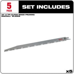 Milwaukee SawZall 12 in. Carbon Steel Pruning Reciprocating Saw Blade 5 TPI 5 pk