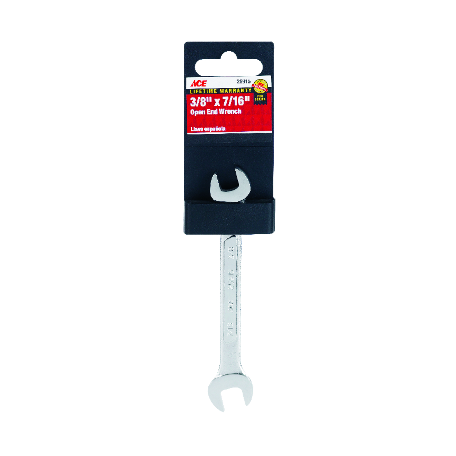 Ace Pro Series 3/8 in. X 7/16 in. Open End Wrench 5.9 in. L 1 pc -  25915