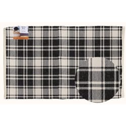 First Concept Inc. 36 in. W X 24 in. L Black/White Checkered Polyester Accent Rug