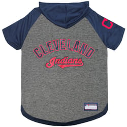 Pets First Gray/Navy Blue Cleveland Indians Dog Hoodie Large