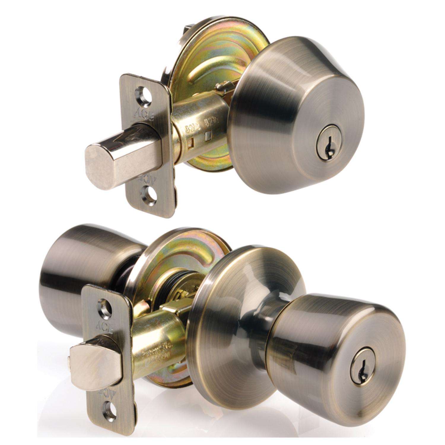 Ace Tulip Satin Entry Lever and Deadbolt Set ANSI/BHMA Grade 3 1-3/4 in. Ace Tulip Satin Entry Lever and Deadbolt Set ANSI/BHMA Grade 3 1-3/4 in.