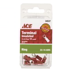 Ace Insulated Wire Ring Terminal Red 10 pk